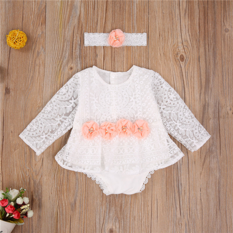 Cute Newborn Baby Girl Lace Dress 0-24M (Sleeveless/Long Sleeve)