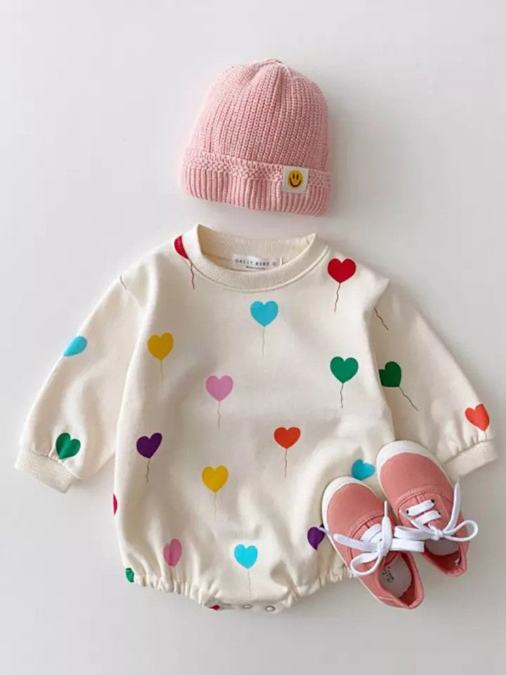 Korean Style Baby Love Print Wrapping Clothes Romper