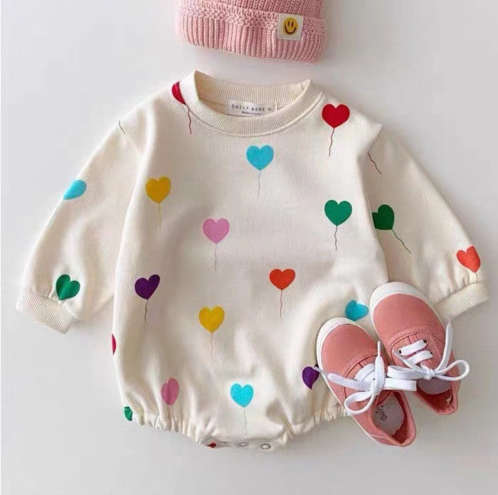 Korean Style Baby Love Print Wrapping Clothes Romper