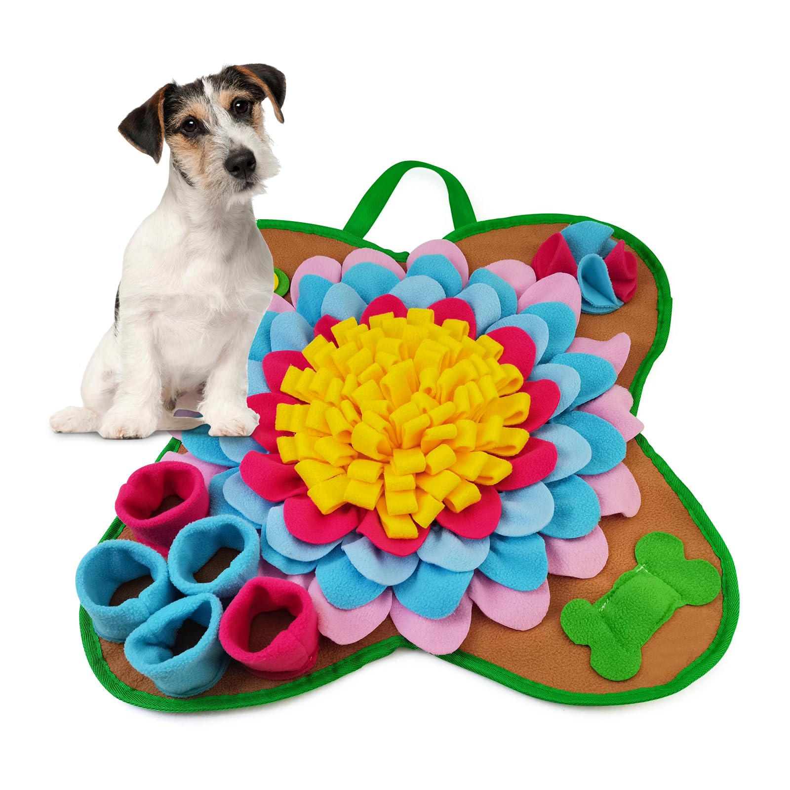 Snuffle Mat for Dogs 20*20 Interactive Foraging Puzzle Blanket Dog Feeding Mat with Non-Slip Bottom Foldable Pet Snuffle Mat for Sniffing Slow Feeding and Stress Release