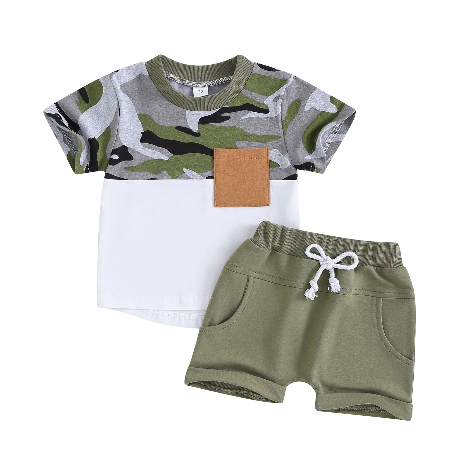 Baby Boy Summer Clothes Camo Short Sleeve T Shirts and Shorts Toddler Boy Camouflage Outfit Clothing Set (White camo Shirt 2-3 Years)