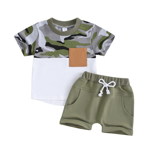Baby Boy Summer Clothes Camo Short Sleeve T Shirts and Shorts Toddler Boy Camouflage Outfit Clothing Set (White camo Shirt 2-3 Years)